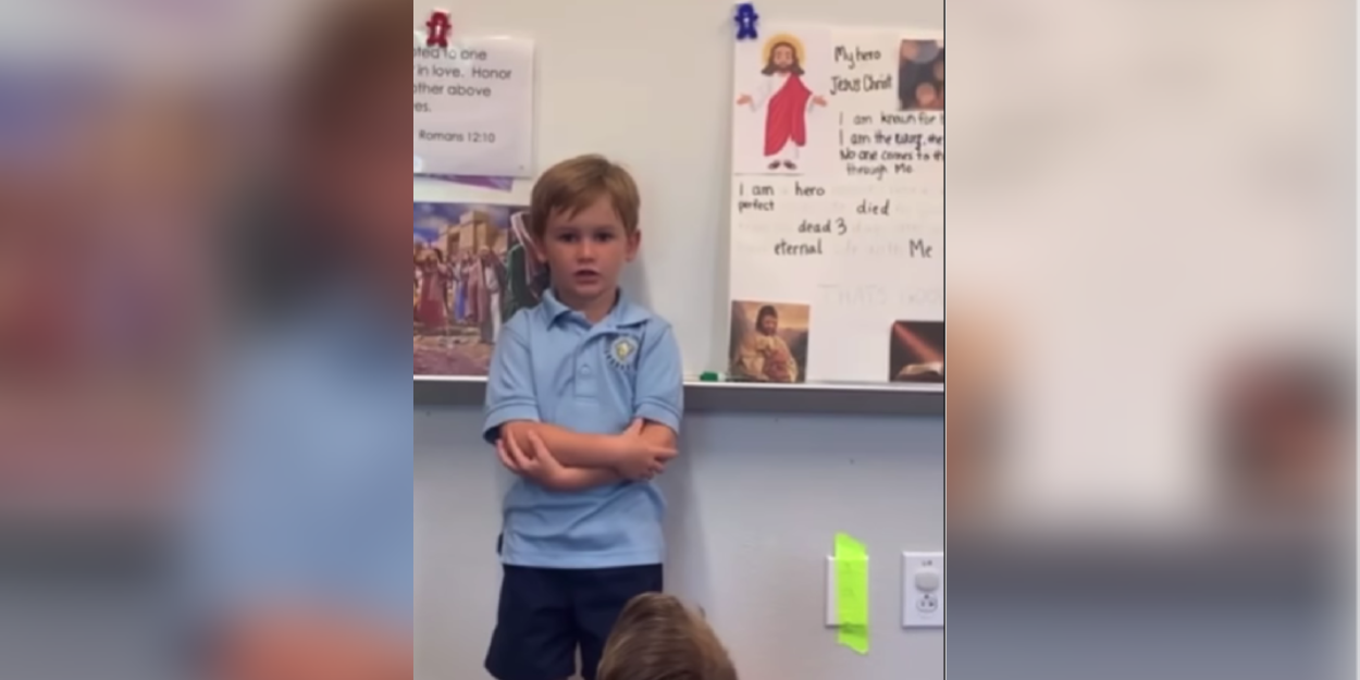 At school, Kai Bradford chooses to feature Jesus in his hero talk