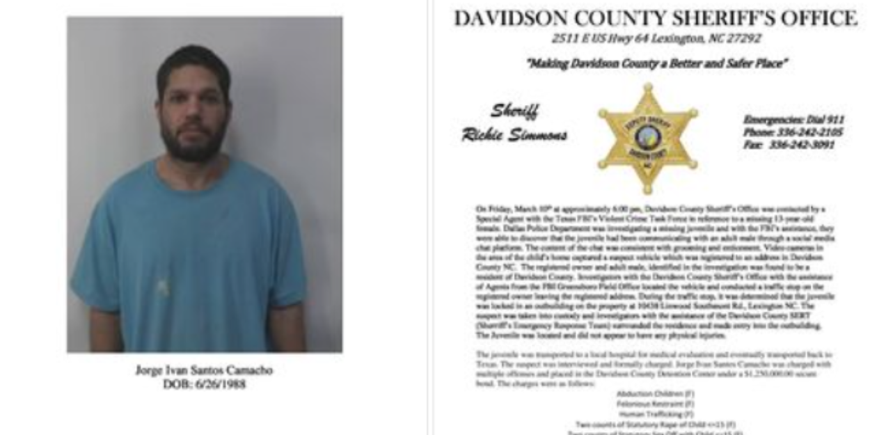 Xerife agradece a Deus após encontrar menina de 13 anos sequestrada nos EUA